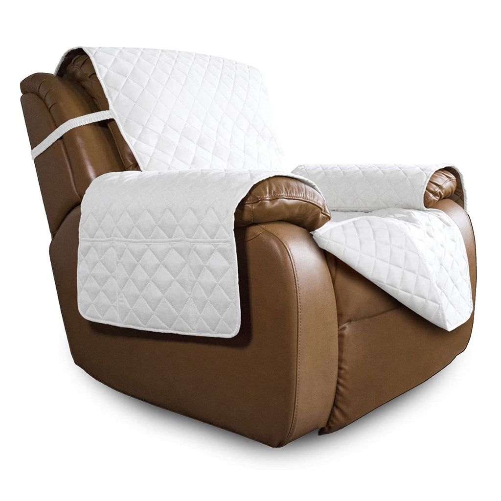 Easy-Going Reversible Couch Cover, Oversized Recliner, White/White