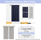 Simplebrand Ava Navy Blue Blackout Curtains for Bedroom 90 Inches Long 2 Panels Set, Solid Privacy Energy Saving Living Room Window Treatment Curtains Blackout Drapes, W50 x L90 Inch, Navy Blue