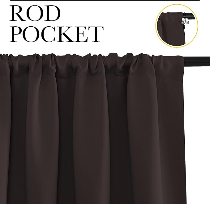 NICETOWN Blackout Curtains for Bedroom, Blackout Curtain Panels, Toffee Brown, 1 Pair, 62 by 63-inch, Window Treatment Energy Saving Thermal Insulated Solid Rod Pocket Blackout Drapes/Draperies