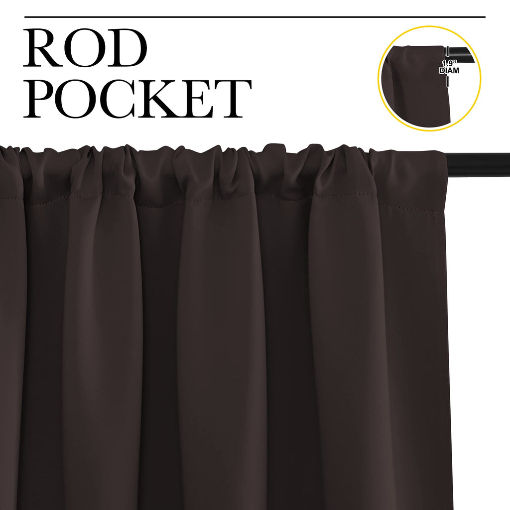 NICETOWN Blackout Curtain Panels 63 inches - Triple Weave Microfiber Energy Saving Thermal Insulated Solid Rod Pocket Blackout Curtains for Bedroom (1 Pair, 42 inches by 63 Inch, Toffee Brown)