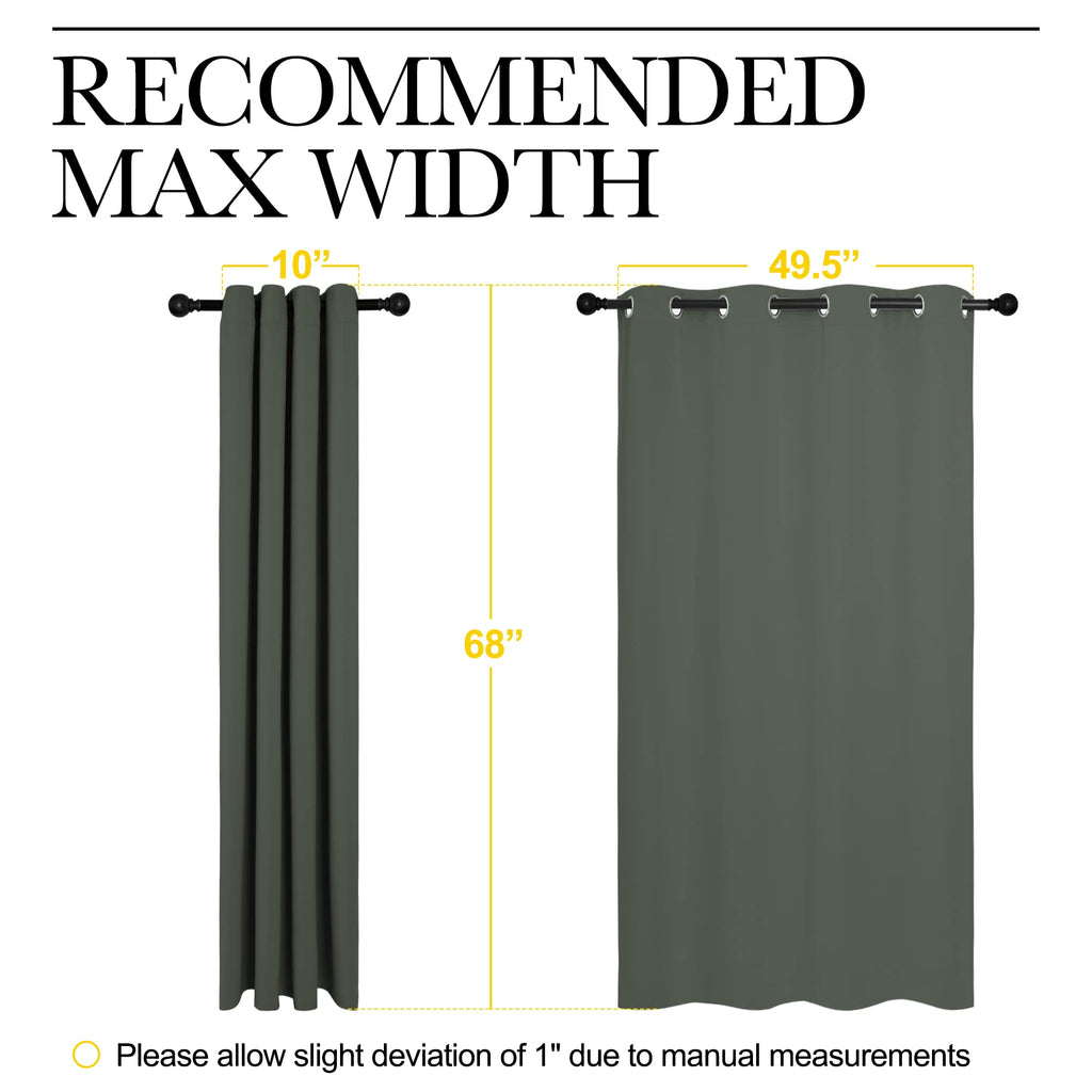 NICETOWN Thermal Insulated Curtains Blackout Draperies, Window Treatment Solid Grommet Room Darkening Drape Panels for Bedroom (Dark Mallard, Set of 2, 55 by 68 inches Long)