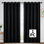 Yakamok Wide Thermal Blackout Patio Door Curtain Panel, Sliding Door Insulated Grommet Curtains, Extra Wide Curtains for Sliding Glass Door, Black, W70 x L84, 1 Panel
