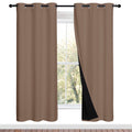 NICETOWN Living Room Completely Shaded Draperies, Privacy Protection & Noise Reducing Ring Top Drapes, Black Lined Insulated Window Treatment Curtain Panels(Cappuccino, 2 Pieces, W42 x L72)