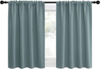 NICETOWN 2 Panels Blackout Curtains, Rod Pocket Thermal Insulated Drapes for Kitchen, Heavy Duty Small Window Treatment for Dorm Room, Studio Apartment, Basement (Greyish Blue, W42 x L30)