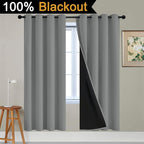 Yakamok Dove Grey 100% Blackout Curtains, Thermal Insulated Total Blackout Drapes for Bedroom, Heat Blocking Window Curtains for Living Room(52Wx72L, 2 Panels)