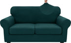 XINEAGE 2026 New 3 Pieces Couch Covers for 2 Cushion Sofa Super Stretch Loveseat Slipcover Pet Dog Universal Slip Cover Anti Slip Love Seat Furniture Protector (Blackish Green, 55"-69")