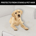 Easy-Going Reversible Chaise Lounge Couch Cover Water Resistant Sofa Cover Sectional L Shaped Sofa Slipcover with Adjustable Straps Furniture Protector for Dogs (115X34 in, Ivory/Ivory)