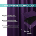 NICETOWN 100% Blackout Curtains 2 Panels with Black Liners, Royal Purple, 42-inch W by 54-inch L, Thermal Insulated Full Blackout 2-Layer Lined Drapes, Noise Cancellation Window Drapes for Dining Room