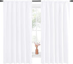 NICETOWN White Curtains, 50% Light Blocking Curtain Panels for Bedroom, Home Decoration Easy-Care Solid Rod Pocket Draperies/Drapes, Window Covering for Kitchen (2 Panels, 70 by 63, White)
