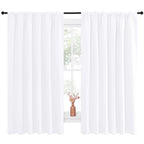 NICETOWN White Curtains, 50% Light Blocking Curtain Panels for Bedroom, Home Decoration Easy-Care Solid Rod Pocket Draperies/Drapes, Window Covering for Kitchen (2 Panels, 70 by 63, White)