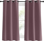 NICETOWN Kitchen Curtains, Short Curtains for Bedroom Windows, Dry Rose, 34" W by 60" L, 1 Pair, Thermal Insulated Room Darkening Curtain Panels for Girls Room, Cafe
