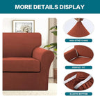 Turquoize 2 Piece Chair Covers Chair Slipcovers for Living Room Armchair Couch Cover Chair Sofa Cover with Individual Cushion Covers Furniture Cover for Chairs Feature Jacquard Fabric (Chair, Rust)