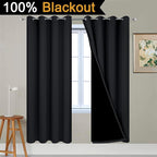 Yakamok Black 100% Blackout Curtains 72 Inches Long for Bedroom 52" Wide