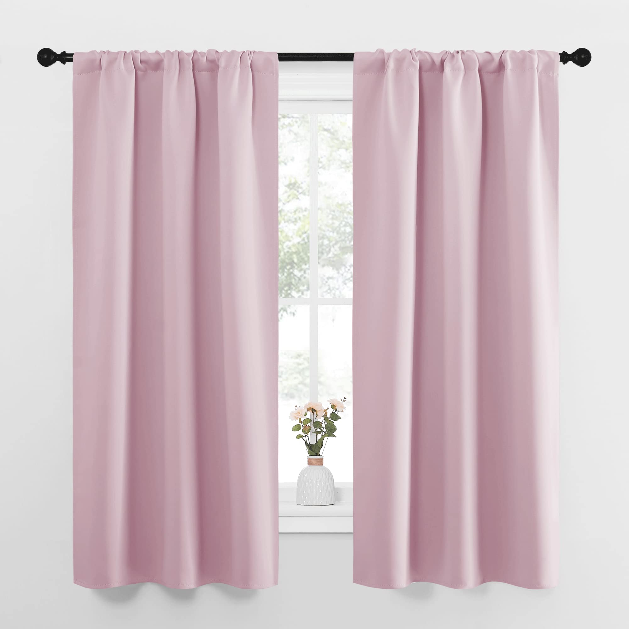 NICETOWN Bedroom Curtains, Room Darkening Draperies Window Curtain Panels, Thermal Insulated Room Darkening Curtains (Lavender Pink, 2 Panels, W34 x L63)