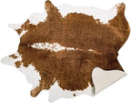 AROGAN Premium Faux Cowhide Rug 4.6 x 5.2 Feet, Sturdy and Large Size Cow Print Rugs, Suitable for Bedroom Living Room Western Decor, Faux Fur Animal Cow Hide Carpet, Brown