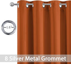 Yakamok Soft and Smooth Orange Blackout Curtains for Bedroom - Grommet Thermal Insulated Room Darkening Curtains for Living Room, Set of 2 Panels (52 x 72Inch, Burnt Orange)