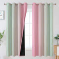 Estelar Textiler Sage Green and Pink Ombre Blackout Curtains for Bedroom