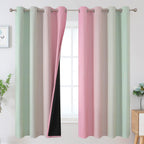 Estelar Textiler Sage Green and Pink Ombre Blackout Curtains for Bedroom