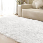 ORINOVA White Fluffy 5x7 Washable Area Rugs for Bedroom Faux Fuzzy Sheepskin Fur Rug for Living Room Nursery Rug