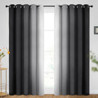 SimpleHome Ombre Room Darkening Curtains for Bedroom, Gradient Black to Grey White Light Blocking Thermal Insulated Grommet Window Curtains/Drapes for Living Room,2 Panels, 62x96 inches Length