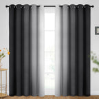 SimpleHome Ombre Black to Grey White Curtains for Living Room 62Wx84L