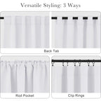 PONY DANCE 50% Light Filtering Curtains 84 inch Long, Back Tab & Rod Pocket Nursery Room Darkening Curtains for Bedroom and Living Room Decoration, 42 Inches Wide, 2 Panels Set, Pure White