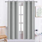 Yakamok Blackout Curtains 38x72 inch Light Grey Thermal Drapes-Bedroom