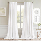 MIULEE Pure White Back Tab Blackout Curtains 52x102 Inch Long 2 Panels Set