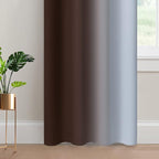 Yakamok 84 Inch Length Thermal Insulated Gradient Color Ombre Curtains with Grommet, Room Darkening Window Drapes for Bedroom (Brown and Greyish White, 52x84 Inch, Set of 2)