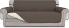 Easy-Going Reversible Couch Cover for 3 Cushion Couch Sofa Cover for Dogs Water Resistant Furniture Protector Cover with Foam Sticks Elastic Straps for Pet Cat (Sofa, Taupe/Ivory)