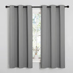 NICETOWN Silver Grey Thermal Insulated Grommet Blackout Curtains, Kids Window Drape Panel for Nursery, Privacy Short Curtains (2 Panels, W42 x L63 -Inch)