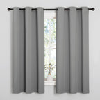 NICETOWN Silver Grey Thermal Insulated Grommet Blackout Curtains, Kids Window Drape Panel for Nursery, Privacy Short Curtains (2 Panels, W42 x L48 -Inch)