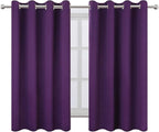 LEMOMO Blackout Curtains 66 x 54 Inch Long Purple Curtains Set of 2 Panels Room Darkening Curtains for Bedroom and Living Room