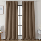 Simplebrand Brown Blackout Curtains for Bedroom 96 Inches Long 2 Panels, Solid Thermal Insulated, Energy Saving Living Room Window Treatment Curtains Blackout Drapes, W50 x L96 Inch, Brown