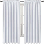 DWCN White Curtains for Living Room Thermal Insulated, Energy Saving & Noise Reducing Bedroom Curtains, White, W 70x L 63 Inch, Set of 2 Rod Pocket Curtain Panels