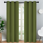 Yakamok Blackout Curtains for Bedroom,Thermal Insulated Blackout Grommet Top Drapes for Living Room, Olive Green,38x84 Inch, 2 Panels