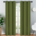 Yakamok Blackout Curtains 38x84 inch Olive Green Thermal Drapes-Bedroom