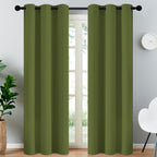 Yakamok Blackout Curtains 38x84 inch Olive Green Thermal Drapes-Bedroom
