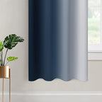 Yakamok Room Darkening Ombre Curtains 63 Inch Length, Navy Blue and Greyish White Thermal Insulated Gradient Color Curtains,Light Blocking Grommet Window Drapes for Bedroom,52 Inch Width,2 Panels