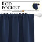 NICETOWN Blackout Curtains for Bedroom, Blackout Draperies, Home Decorations Thermal Insulated Solid Rod Pocket Blackout Drapes for Cafe (Navy, One Pair, 70 x 63-inch)