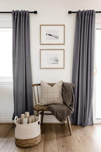 100% Blackout Shield Linen Blackout Curtains for Bedroom 63 Inches Long, Back Tab/Rod Pocket Living Room Drapes, Thermal Insulated Blackout Curtains 2 Panels Set, 50" W x 63" L, Darkgray