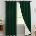 Yakamok Dark Green Linen Textured Curtains 96 Inches Long for Living Room