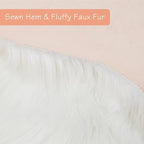 duduta White Faux Sheepskin Round Rug 4x4 ft, Fluffy Shag Fur Bedroom Nursery Kids Playroom Rug Dorm Decor Non Slip Washable