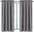 DWCN Grey Room Darkening Blackout Curtains - Thermal Insulated Privacy Energy Saving Window Curtain Drapes 52 x 45 inch Length, Set of 2 Bedroom Living Room Curtains