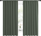 NICETOWN Bedroom Curtains Blackout Draperies - All Season Thermal Insulated Solid Rod Pocket Top Blackout Curtains/Drapes for Kid's Room (Dark Mallard, 1 Pair, 62 x 63 Inch)