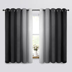 Yakamok Room Darkening Ombre Curtains 63 Inch Length, Black and Greyish White Thermal Insulated Gradient Color Curtains,Light Blocking Grommet Window Drapes for Bedroom,62 Inch Width,2 Panels