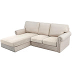 H.VERSAILTEX Velvet Stretch Sectional Couch Covers 3 Pieces, L Shape, Ivory Striped (Large Sofa 2 Seater + 1 Chaise)