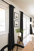 Linen Textured Total Blackout Curtains for Bedroom 72 Inches Long, Black