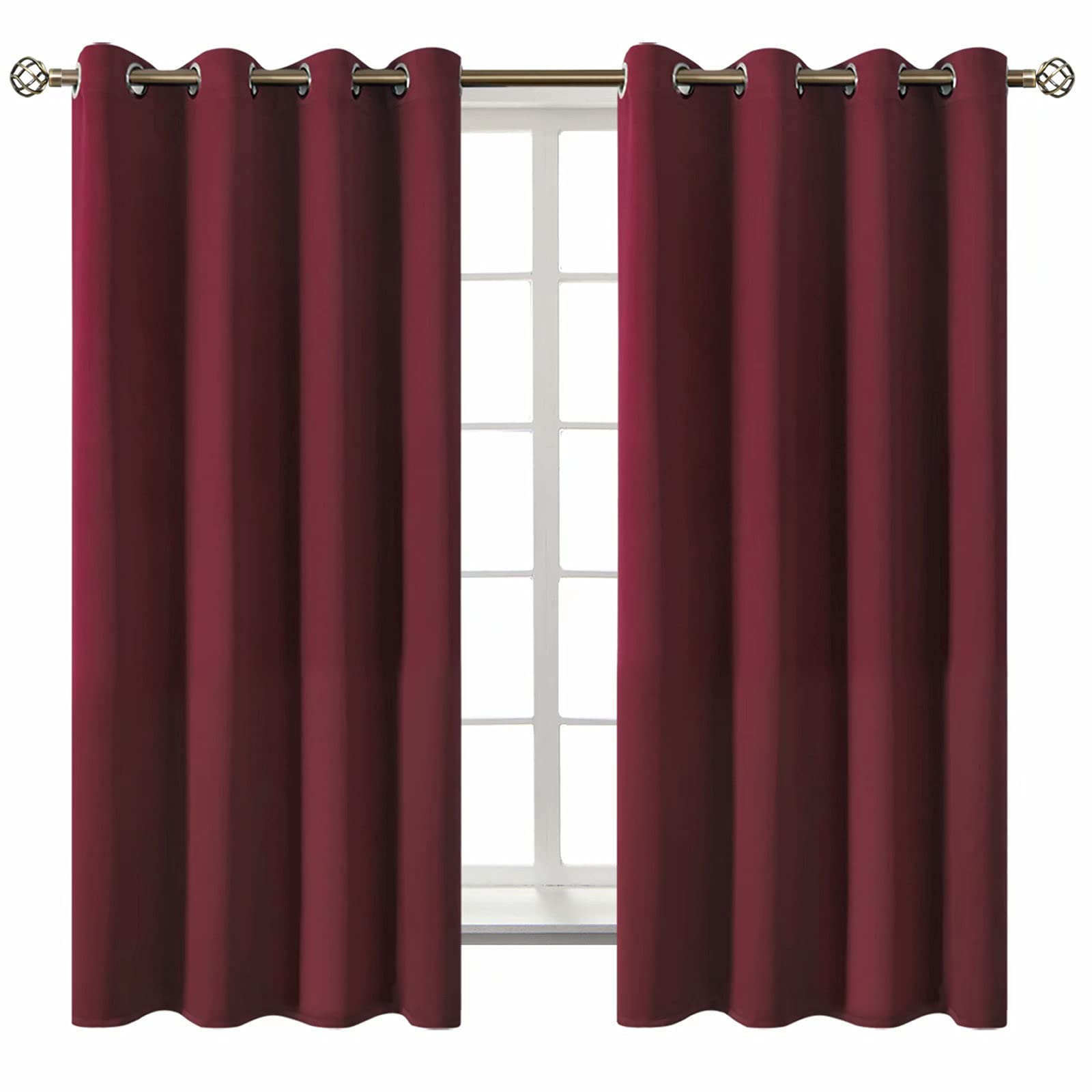 BGment Burgundy Blackout Curtains for Bedroom 63 Inch Long - 2 Panels