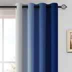 Yakamok Greyish White and Royal Blue Ombre Curtains,Light Blocking Curtains,Room Darkening Grommet Window Drapes for Bedroom(Royal Blue,52x84 Inch,2 Panels)